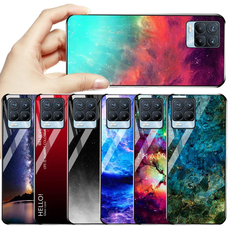 

Marble Tempered Glass Case For Realme 9 Pro Plus 8i 9i 9 8 7 6 5 6i 5i 5S C11 C20 C3 GT Neo2 GT2 Narzo30 5G Q5 Q3 V13 XT Cover
