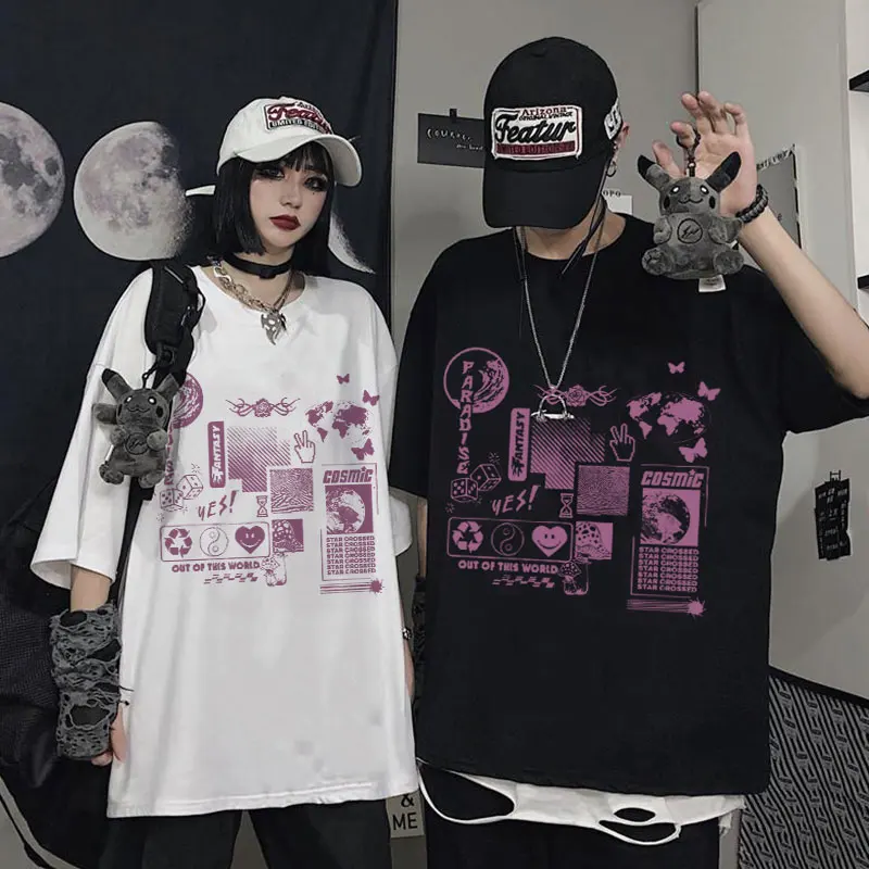 

Women's T-shirt Graffiti Printed Harajuku Vaporwave Unisex Short-sleeved T-shirt HipHop Summer Women's T-shirt Streetwear
