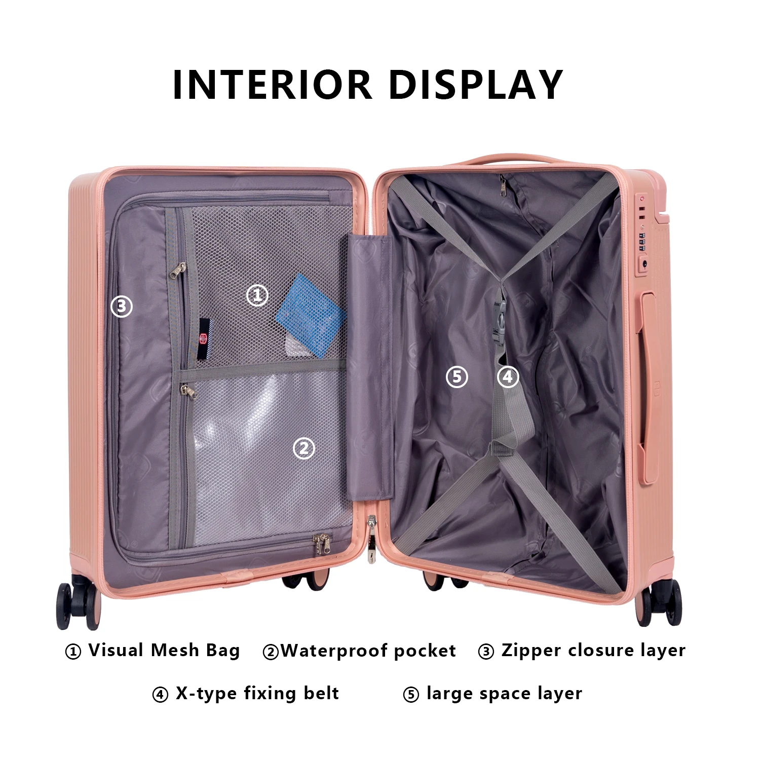 Fashion New Wide Tie Bar Luggage Women's Universal Wheel Pure PC Durable Suitcase YKK Zipper Men's Tie Bar Luggage