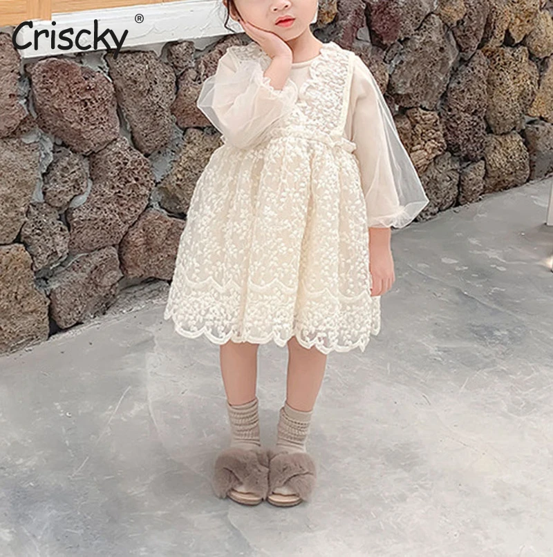 

Criscky Sweet Princess Toddler Kid Child Girls Lace Hollow Out Dress Party Wedding Birthday Dresses For Girl Korean Costumes