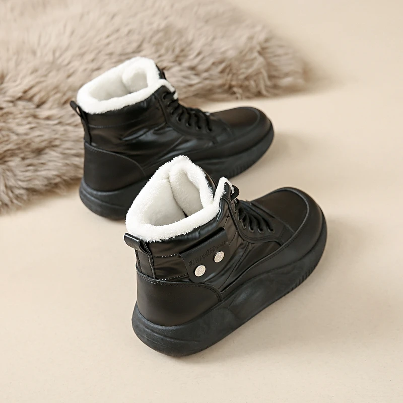 Женские модные теплые зимние ботинки CRLAYDK на шнуровке уличные ботильоны кожаные