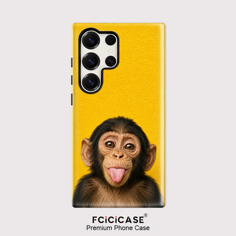 Фото Противоударный чехол Fcicicase для Samsung Galaxy S26 Ultra S25 S24 S23 Plus S22 A16 A26 A36 A56 5G с забавным изображением обезьяны, из ПК и ТПУ. №1