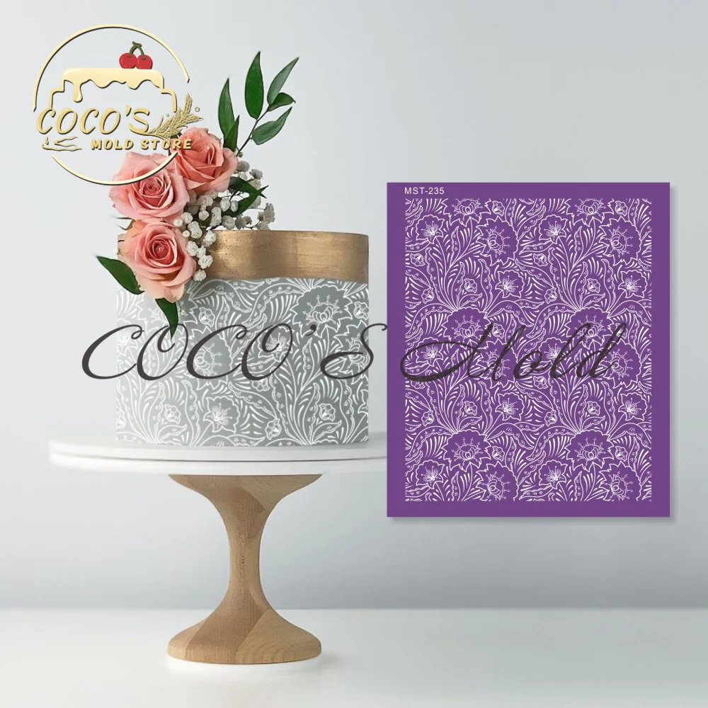 

Cluster Flower Pattern Mesh Stencils Fondant Embossing Molds Cake Decorative Edge Molding Pastry Cake Painting Baking Tools