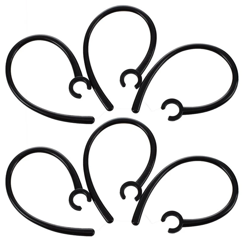 

6 Pcs Handfree 5.5Mm Hole Black Plastic Earhook For Bluetooth Earphone