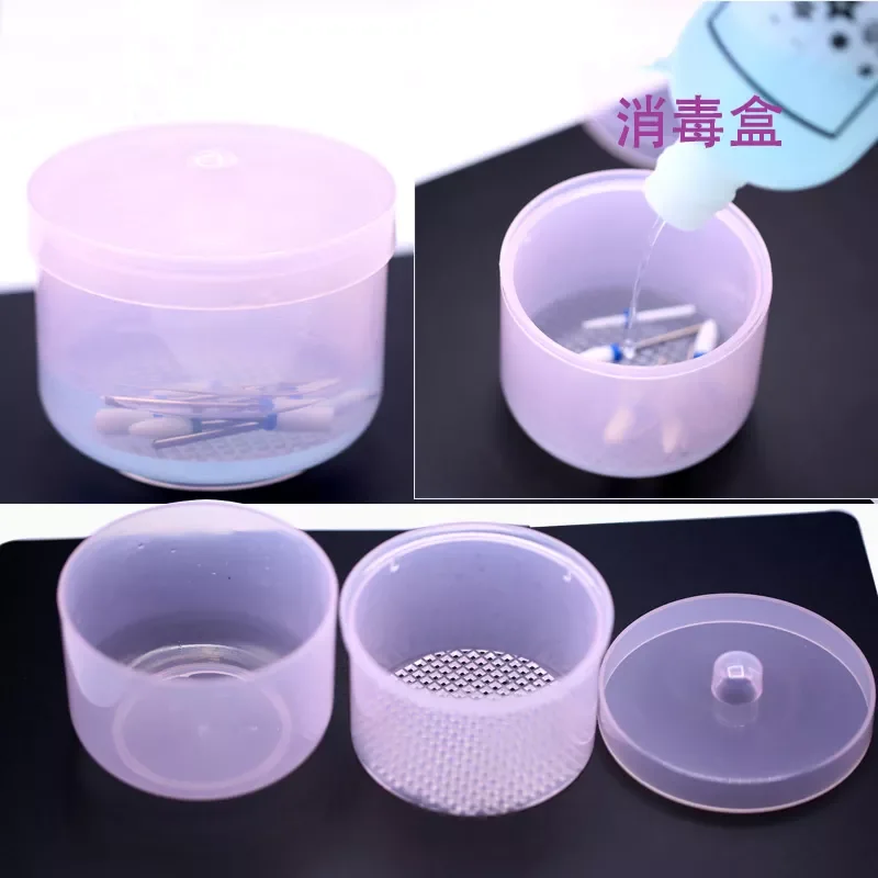 

Nail Polishing Head Sterilization Box Round Cleaning Box for Household Equipment Blue/Pink/Clear/Purple Soak Bowl # TD09
