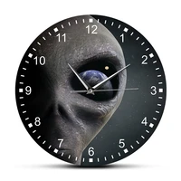 earth moon in the alien eye wall clock for living room decor outer space planet extra terrestrial looking at earth morden watch