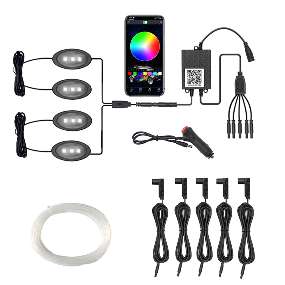 

For Tesla Model 3 Y 21-22 Car Atmosphere Light LED Strip Light Color Changing APP Control Sound Activated Interior Light Strip