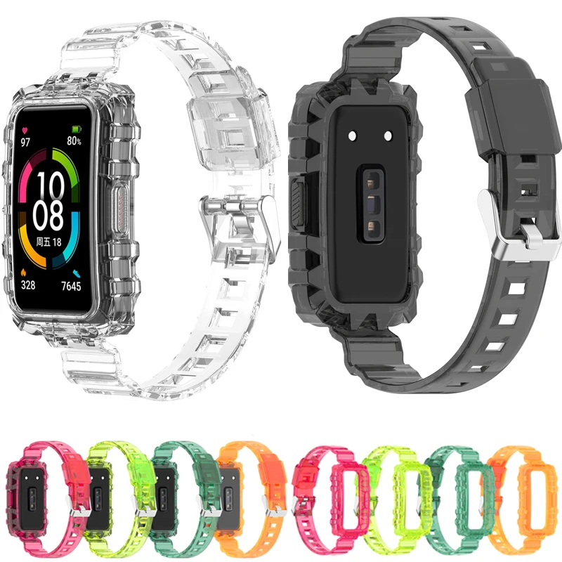 

Прозрачный браслет для Huawei band8/band7/6, регулируемый браслет, совместимый с мягким силиконовым ремнем для Honor6/6pro