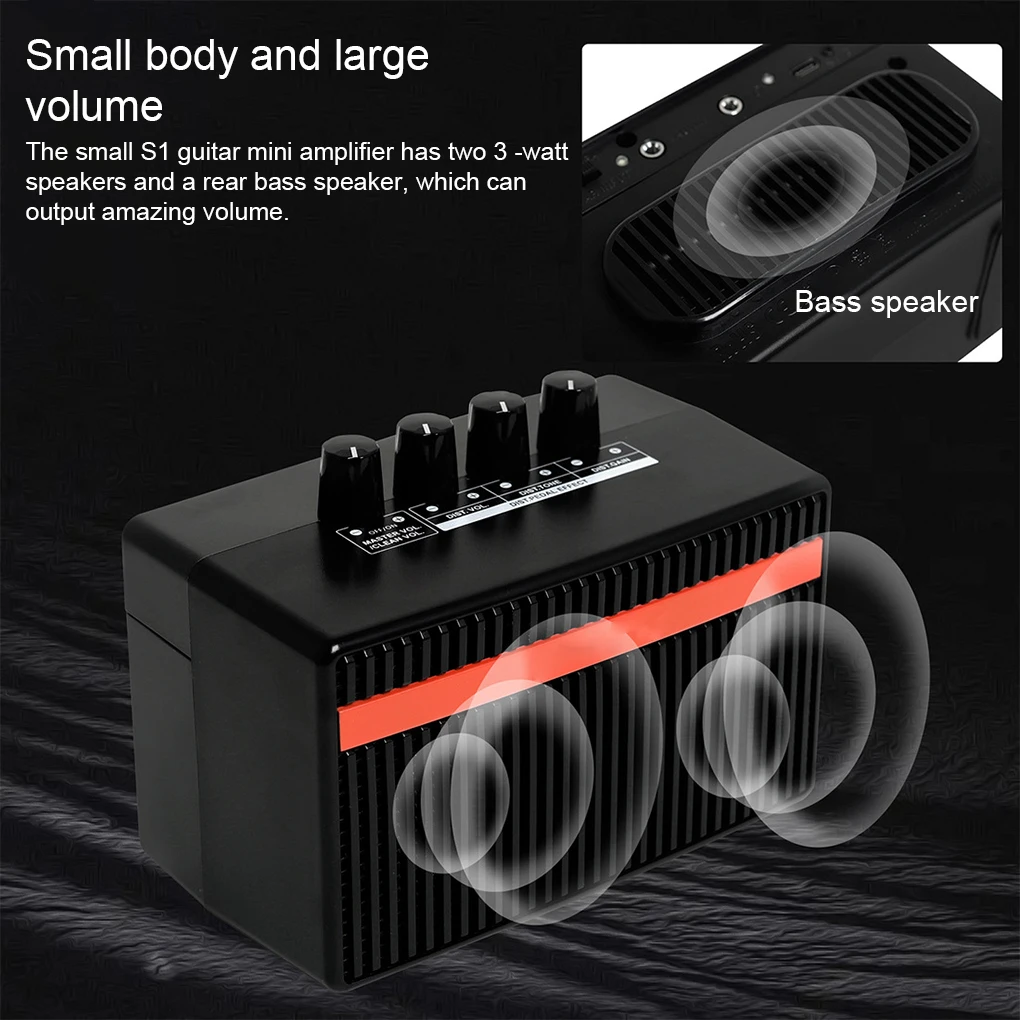 

Mini Guitar Speaker Electric Amplifier Cable Accessory Parts Sound Processor for Performance Daily Practice Gifts