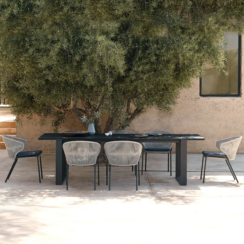 Уличный стол для сада и стул комбинированный плетеный каменная доска садовый