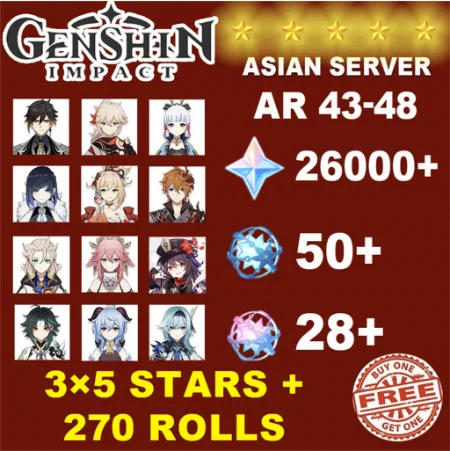 

Genshin Impact Account 2 Limited 5 Star DIY Nahida Alhaitham Ayaka Zhongli Baizhu Raiden Yelan 450+Rolls Europe/America/Asia