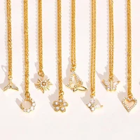 delicate necklaces for women gold tone aaa cz stone butterfly stars heart moon sun pendantjapan korea style collar jewelry