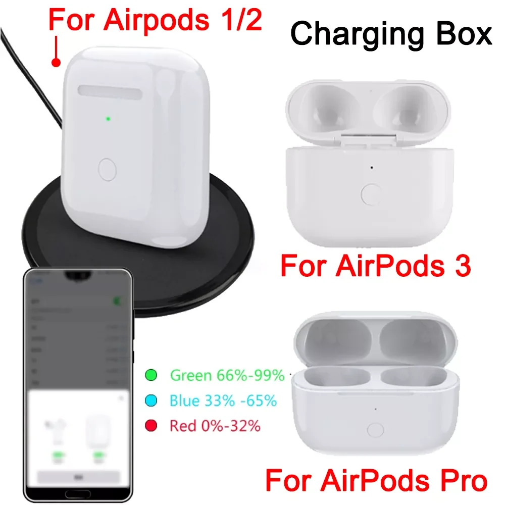 

Сменный беспроводной зарядный бокс со светодиодным индикатором для Airpods 1/2/3, чехол с зарядным устройством для наушников с Bluetooth для Airpods Pro ...