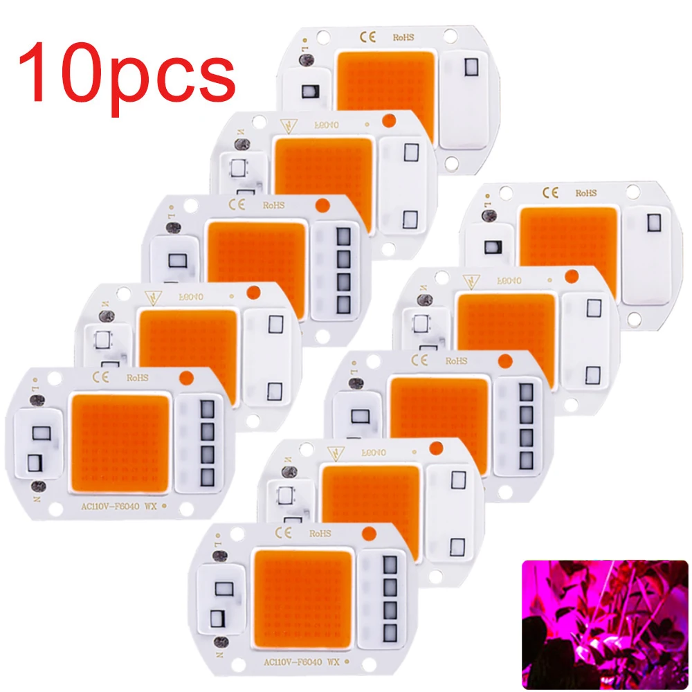 

COB светодиодный чип для роста растений 20/30/50Вт полный спектр 220В