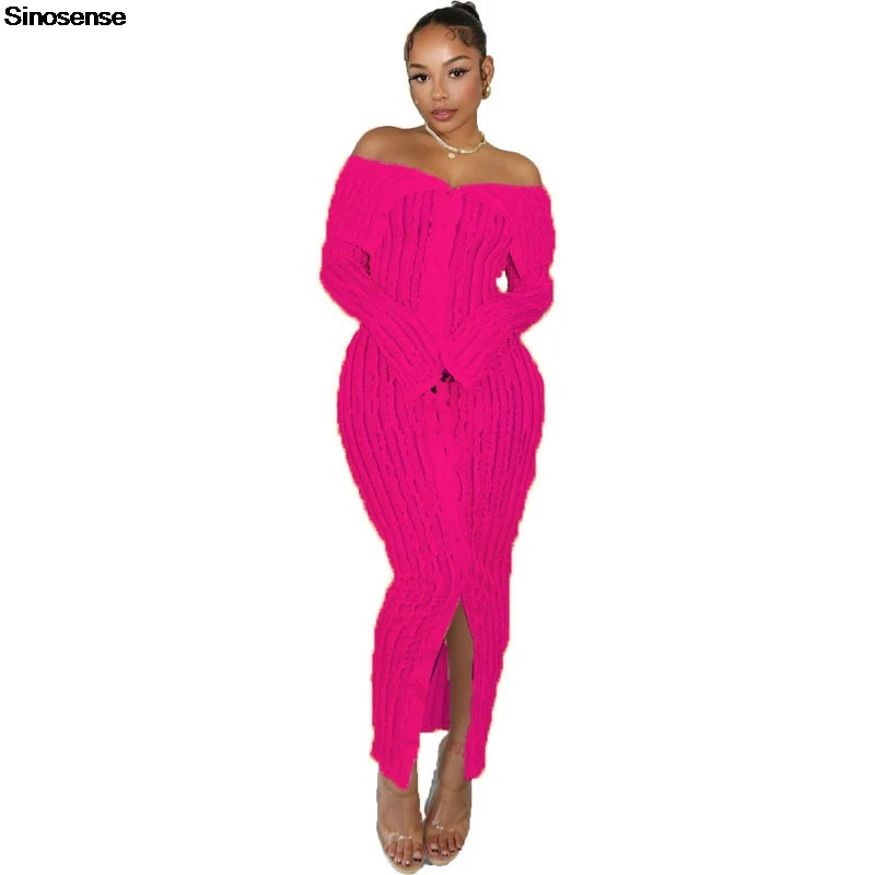 Женское облегающее Платье макси с открытыми плечами длинным рукавом и