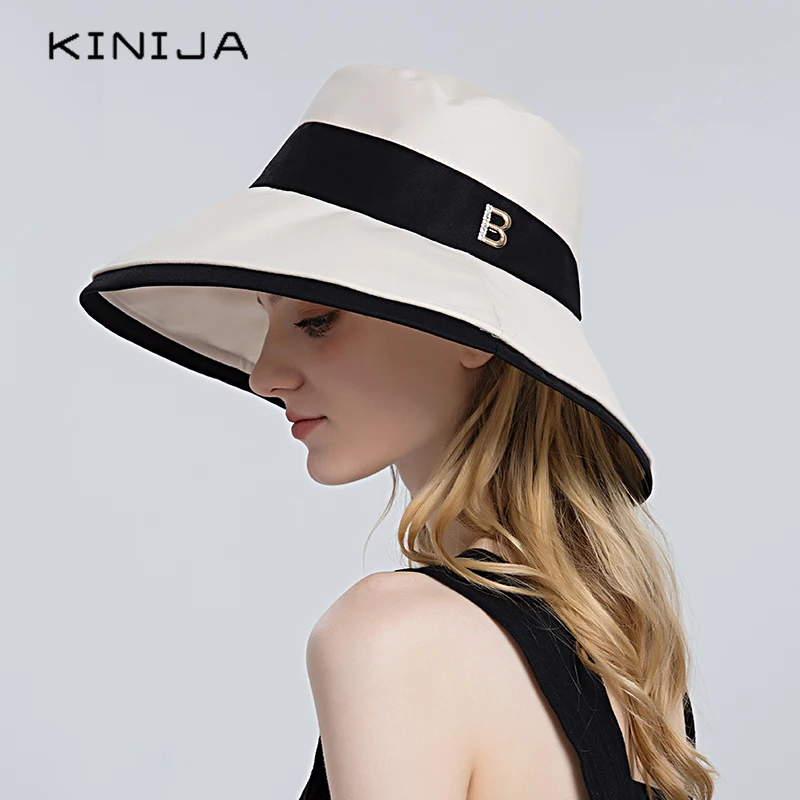 New French Dome Bucket Hat Elegant Women Wide Brim Foldable Sun Hat Temperament Fishermen Hat Summer Anti-ultraviolet UV Sun Hat