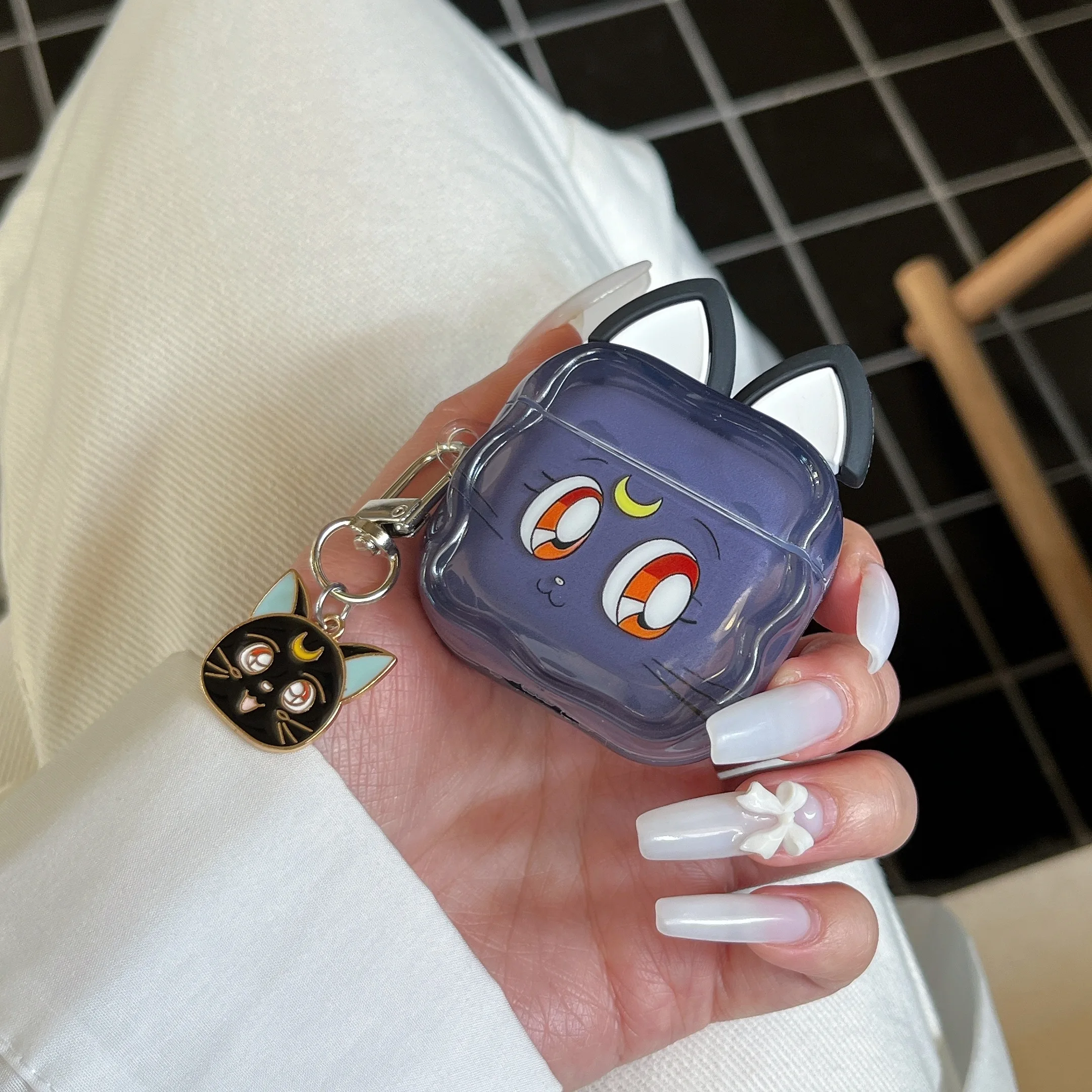 Фото Чехол для наушников Airpods pro3/pro2 Moon Hare Black Cat, защитный чехол для Airpods 4, чехлы для Airpods 1/2/3, трендовые парные чехлы №4