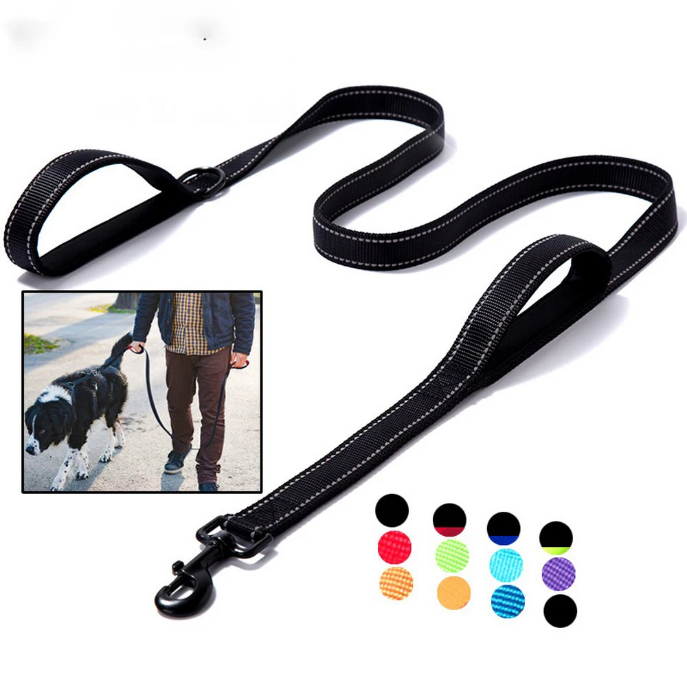 Dog Leashes Dog Training Chain Rope Heavy Duty Double Handle Lead For Greater Control Safety Outdoor Travel Pet Accessories