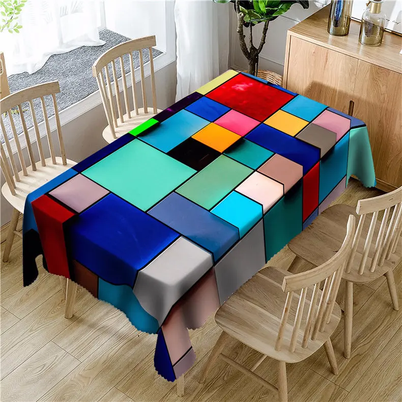 

Plaid Patchwork Pattern Tablecloth Picnic Outdoor Waterproof Rectangular Table Tablecloth Suit Party Dormitory Decoration