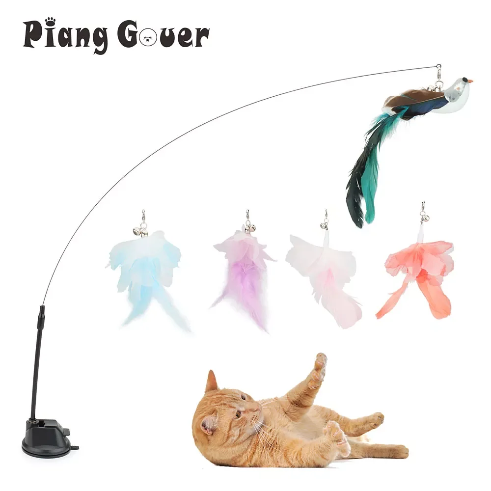 

NEW2023 Simulation Bird Cat Toy Sucker Funny Feather Bird Cat Stick Toy for Kitten Playing Teaser Wand Pet Supplies
