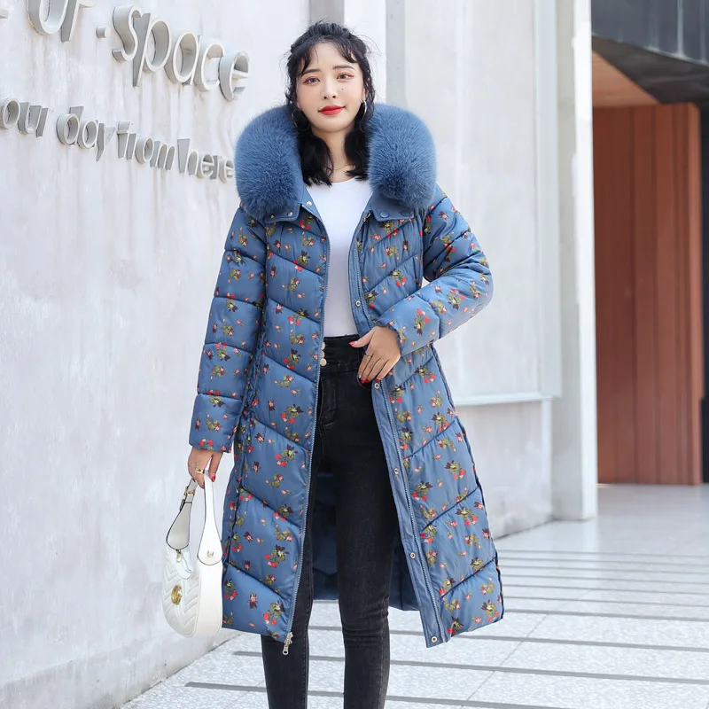 2022 Winter New Collection Coat Women's Stand Collar Hooded Windproof Long Jacket Cotton Clothing