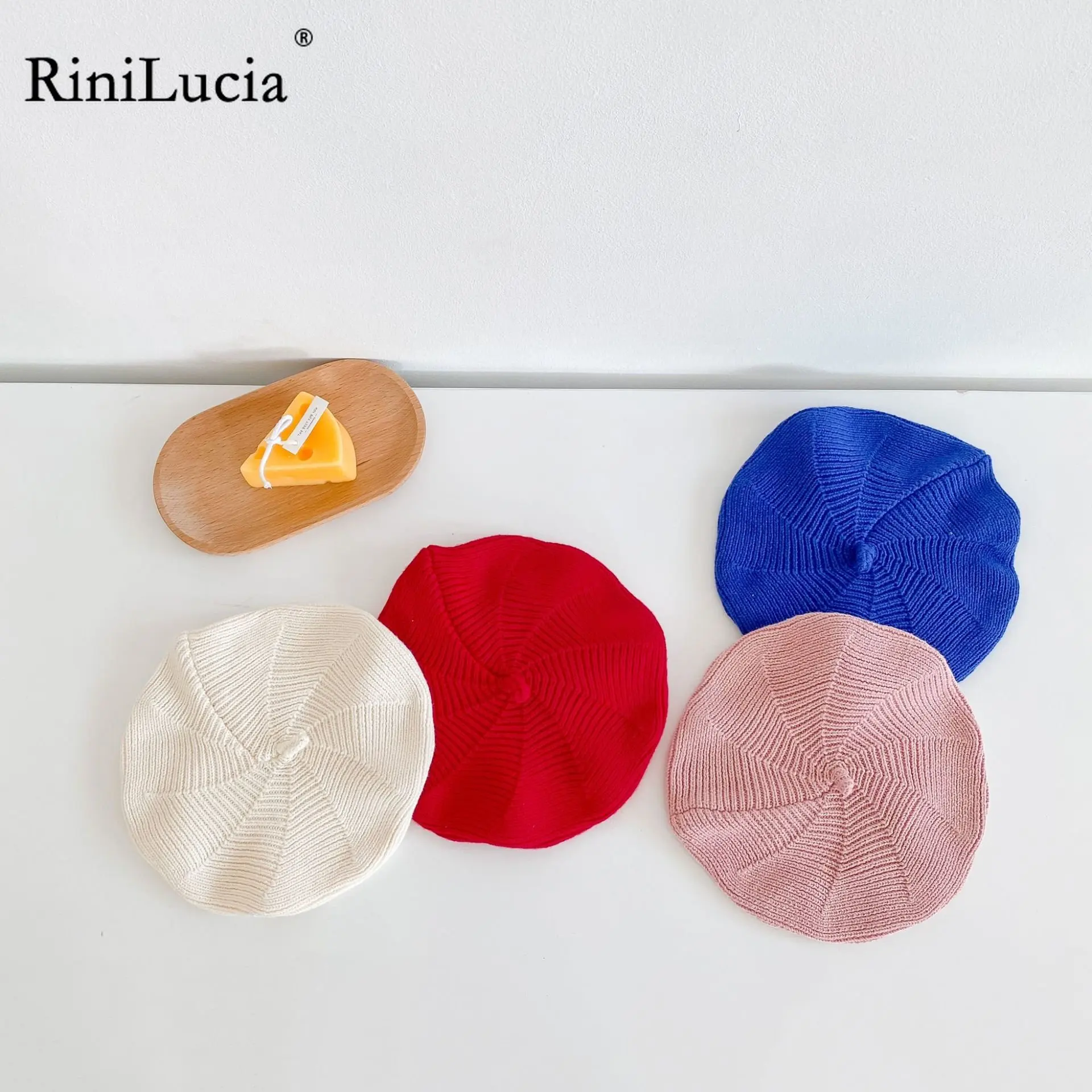 

RiniLucia Korean Style Baby Hat Berets For Girls 2022 Autumn Winter New Solid Knitted Cap Kids Infant Girl Bonnets Beret Hats