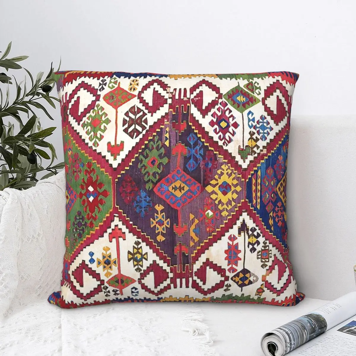 Adana Kilim South East Anatolia Antique Tribal Rug Print Pillowcase Navajo Oriental Backpack Cushion For Bedroom Hug Pillowcase