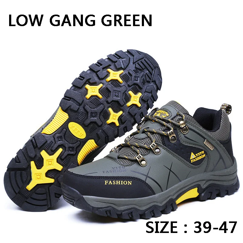 

Hot Sale Men's Hiking Boots New Fashion High and Low Help Sneakers Thick Sole Big Size 39-47 Boot Outdoor Jogging Trekking Shoes