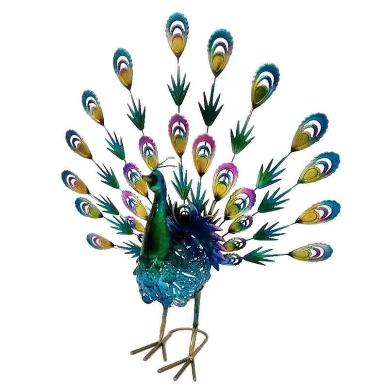 

Outdoor Landscaping Props Wedding Decoration Solar String Lights Flashing Garden Iron Sculpture Peacock on the Screen