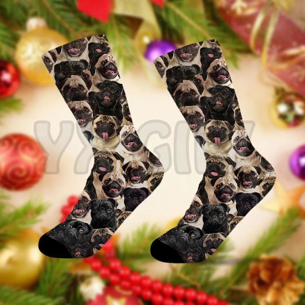 A Bunch Of Pugs Socks 3d Printed socks High Socks Men Women high quality long socks Novelty socks