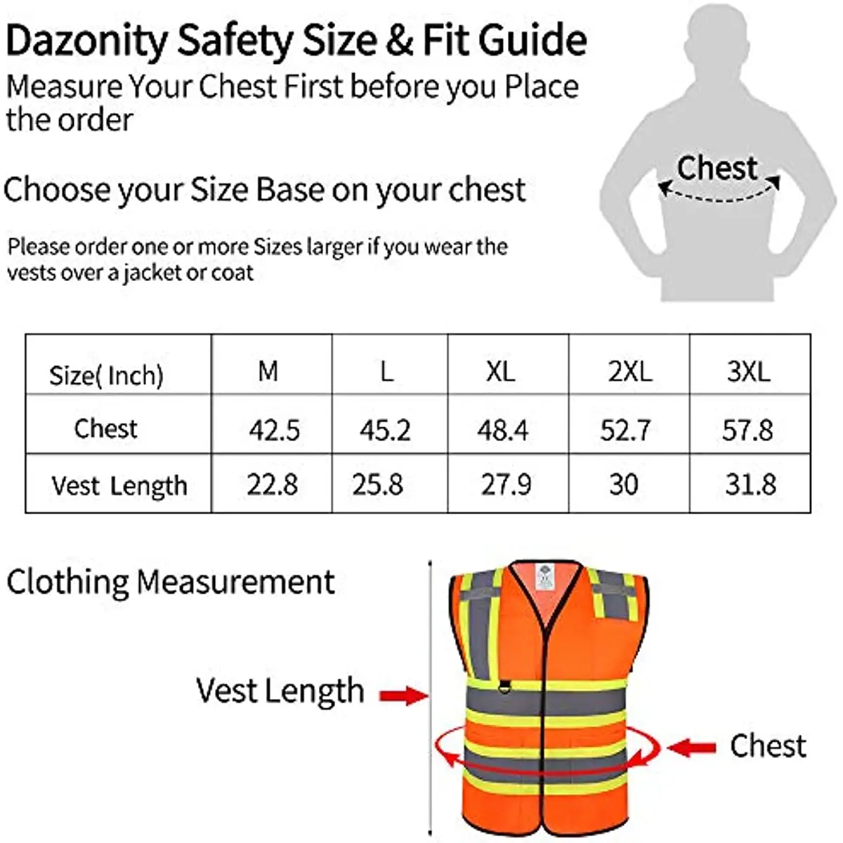 Dazonity High Visibility Safety Vest with Multi Pockets, Reflective Strips, Fit for Men & Women, Work, Construction, enlarge