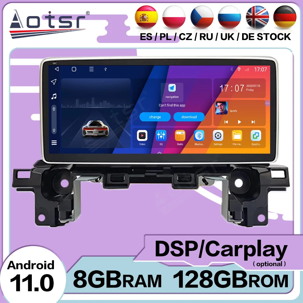 Автомобильный мультимедийный плеер Android 11 для Mazda CX-5 CX-8 2017 2018 2019 2020-2022 GPS-навигация