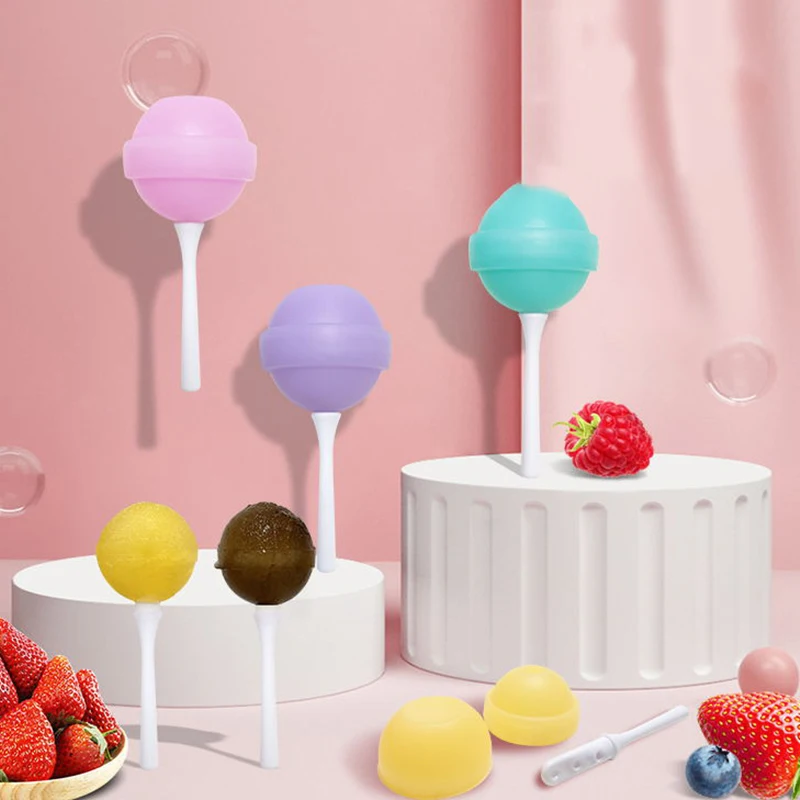 

1PC Mini Lollipop Ice Cream Mold Food Grade Reusable Silicone Creative Lollipop Shaped Ice Cube Tray Ice Ball Maker Candy Mould