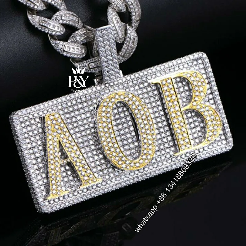 JEWE Customized Iced Out Pendant Hiphop High Quality Micro Pave Moissanite Diamonds Necklace Chain