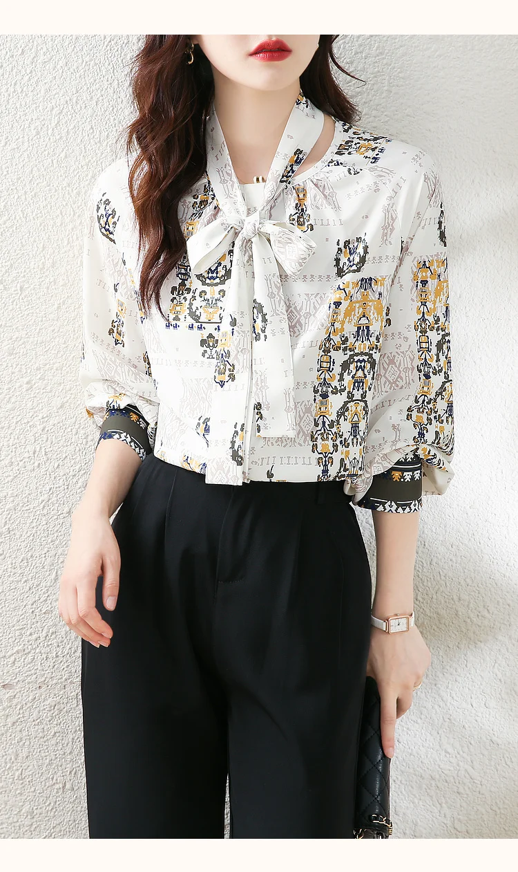 FANIECES Элегантная женская рубашка с воротником-бабочкой весна-лето шифоновая