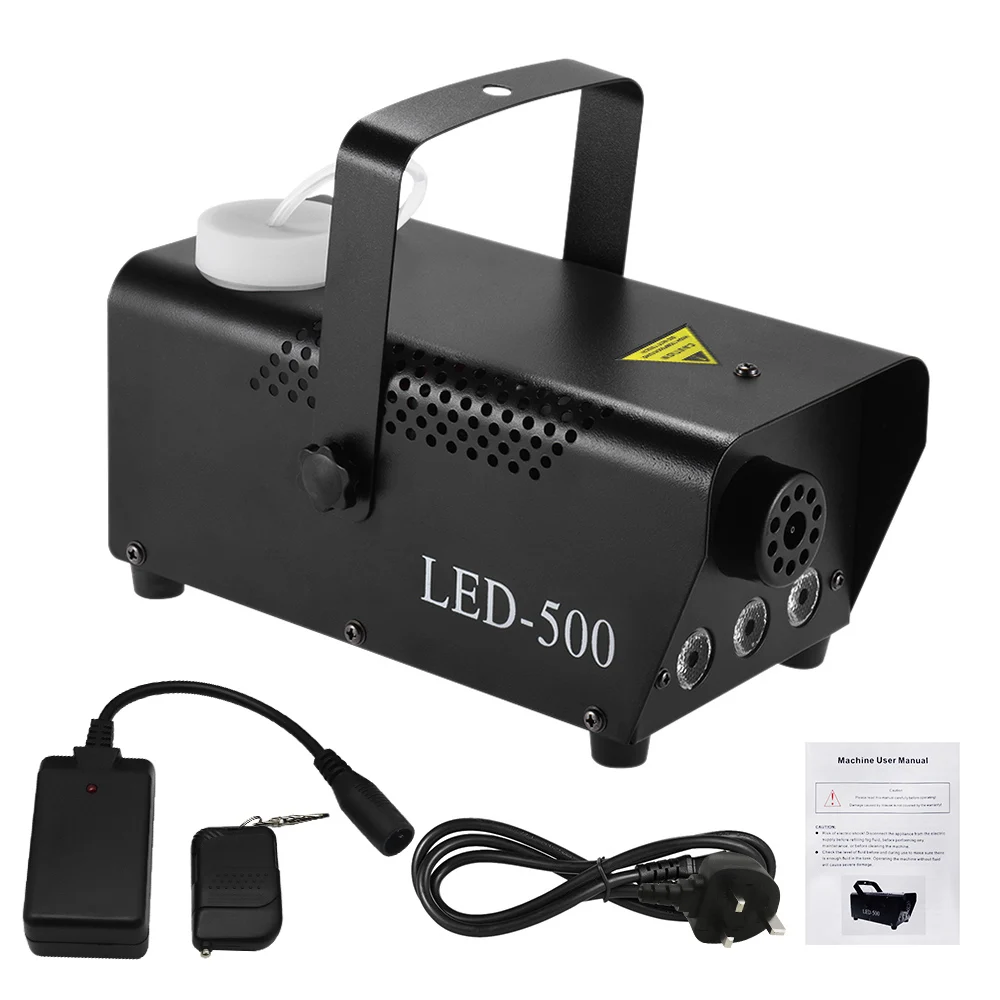 

500W RGB Portable Fog Machine with 3-Color LED Lights 250ml Tank Remote Control Stage Smoke Machine for Indoor Party Live