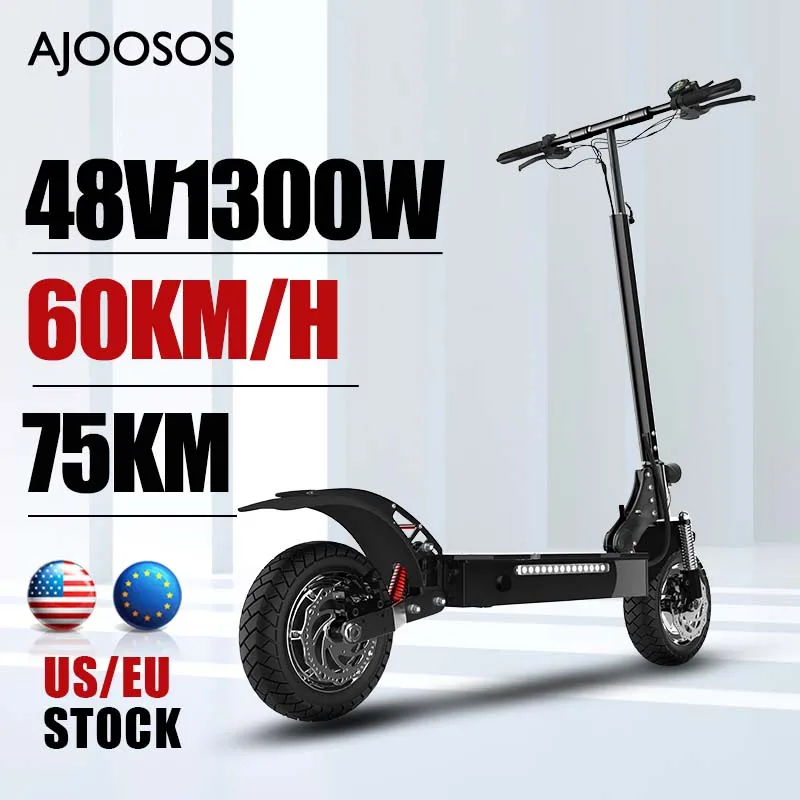 

75KM Long Range Electric Scooter 1300W 48V Motor Folding Lightweight Electric Scooters Adults Double Suspension 7 Days Delivery