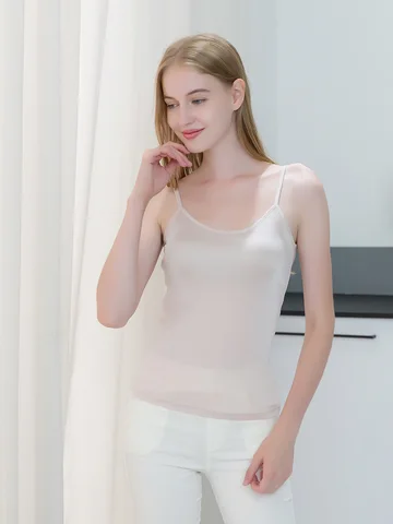 SuyaDream женские шелковые майки бежевые