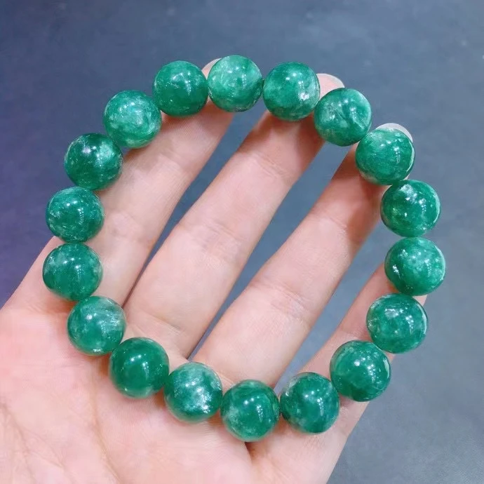 

Natural Green Emerald Round Beads Gemstone Bracelet 11mm Women Men Emerald Jewelry AAAAAAA