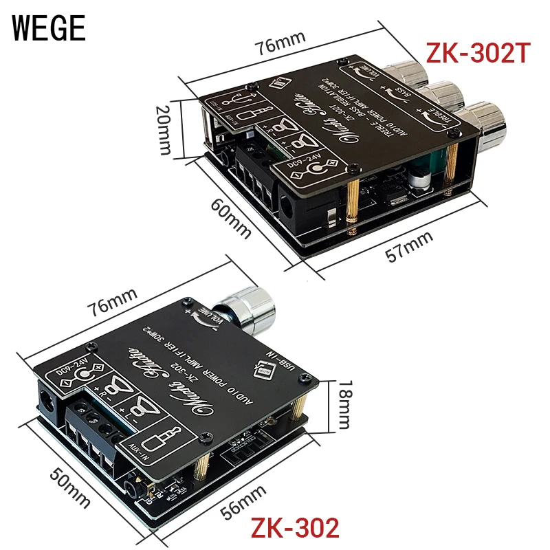 WEGE ZK-302 302T 30Wx2 2 0 канальная стерео аудио цифровая плата усилителя мощности BT 5 1
