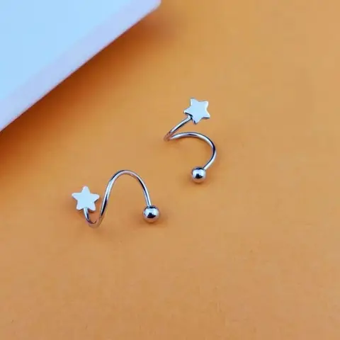 Золотые/Серебряные серьги-гвоздики из цинкового сплава со звездами и ушной костью