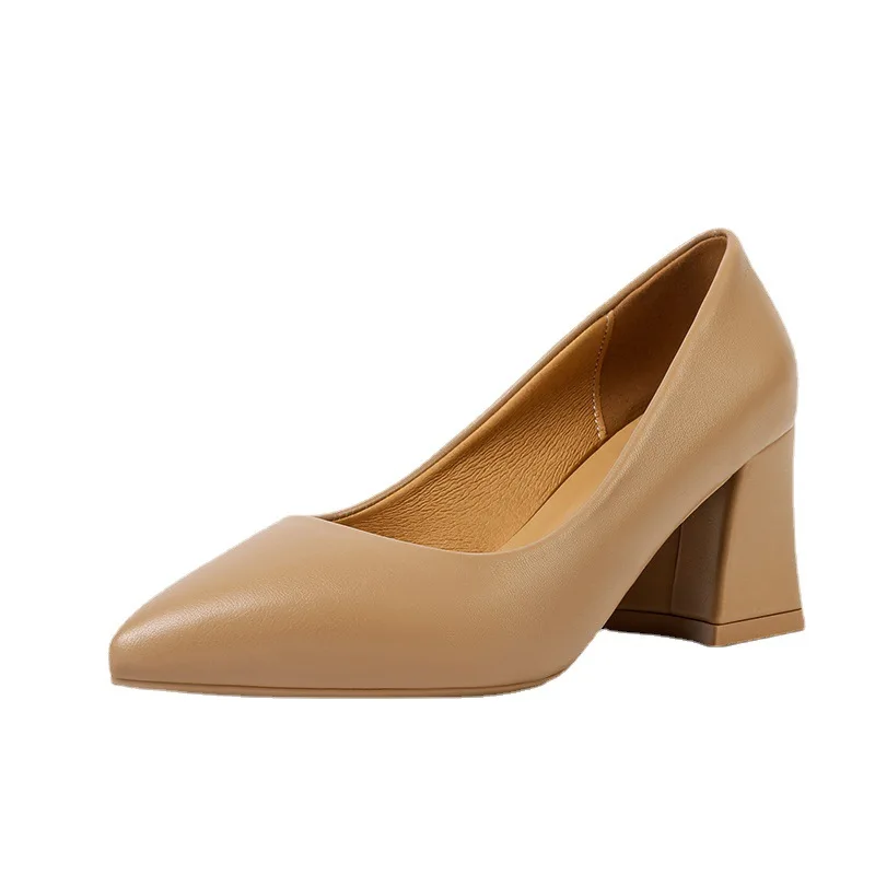 

Women High Heels Shoes 2023 Pointed Shallow Mouth Shoes WomenThick-heeled Fashion Shoes Plus Size 42 Zapatos Para Mujer