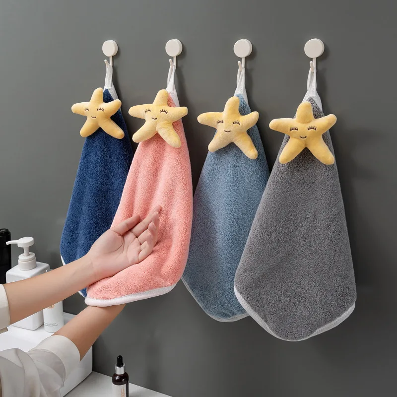 

Coral Fleece Towel Hanging Absorbent Towel Lazy Kitchen Bathroom Rag