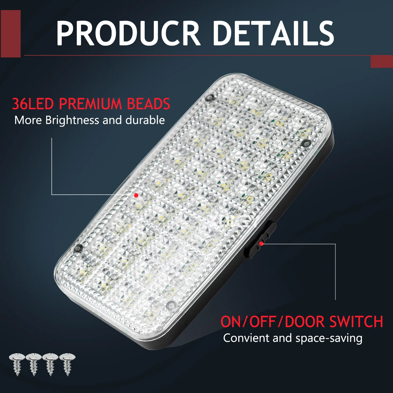 12 В 36 светодиосветодиодный лампа для освещения автомобиля белая на крышу лодки