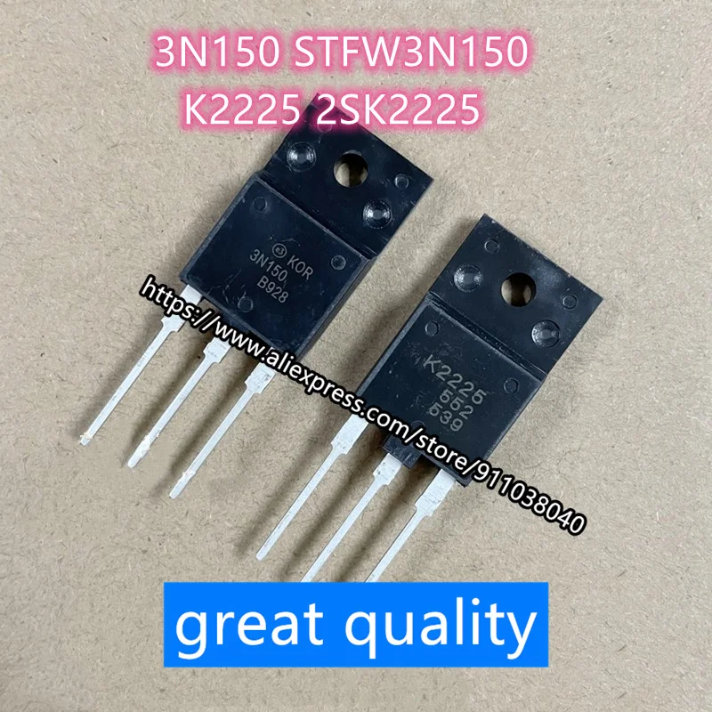 

5pcs/Lot 3N150 STFW3N150 New Imported Spot TO-3PF 1500V 2.5A great quality K2225 2SK2225 new imported spot TO-3PF 1500V 2A
