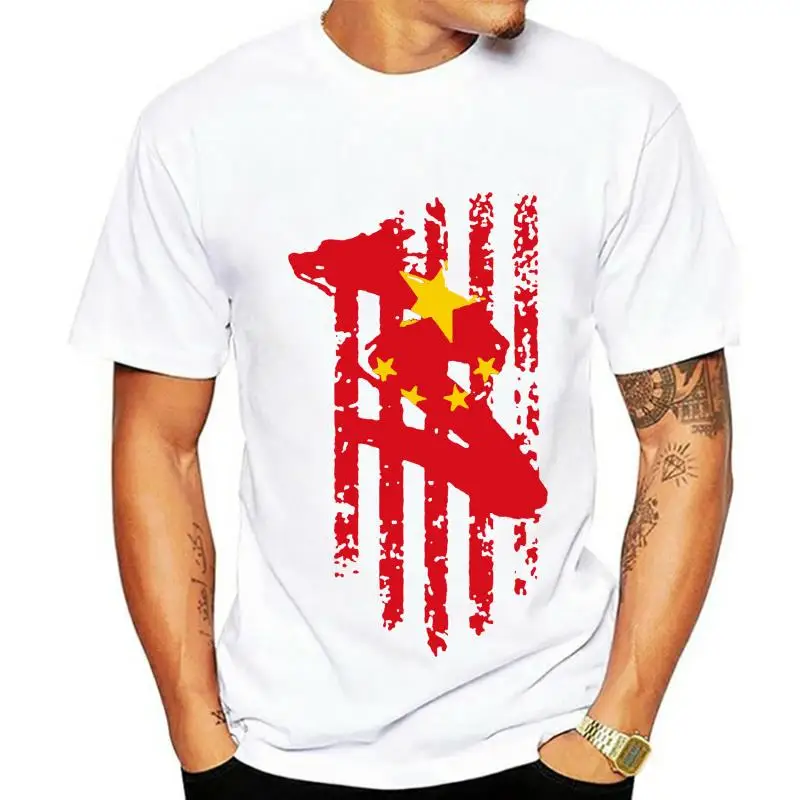 

CHINA Vintage Flag Print Mens Black And White Confortable T Shirt New Chinese Dargon 5 Star Red Design Christmas Gift T Shirts