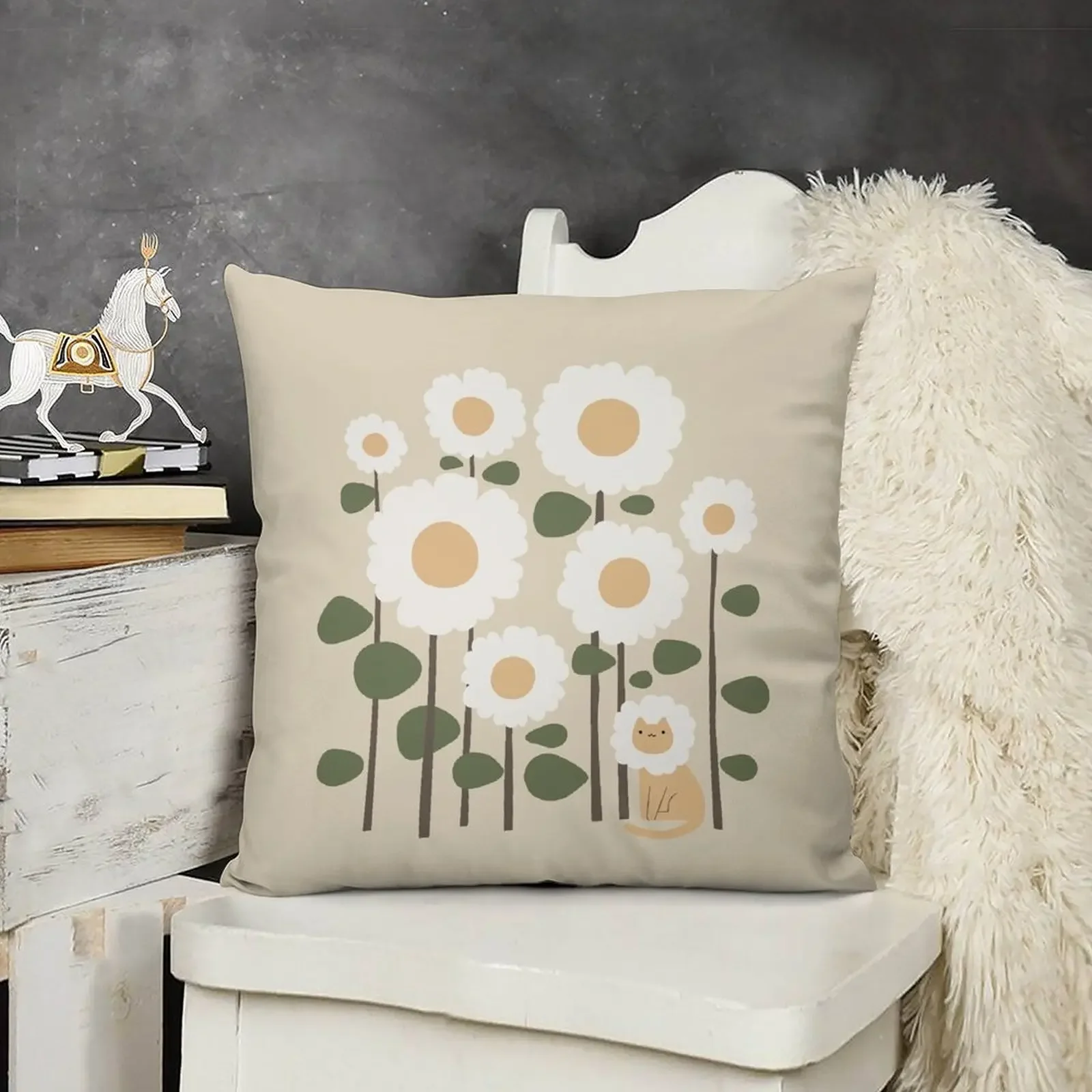 Кошка и растение 6: Котмуфляж Подушка Чехол для дивана Рождественские чехлы