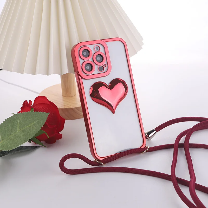 Чехол для IPhone 13 11 12 Pro Max роскошное ожерелье шнуровка цветной чехол с 3D любовным