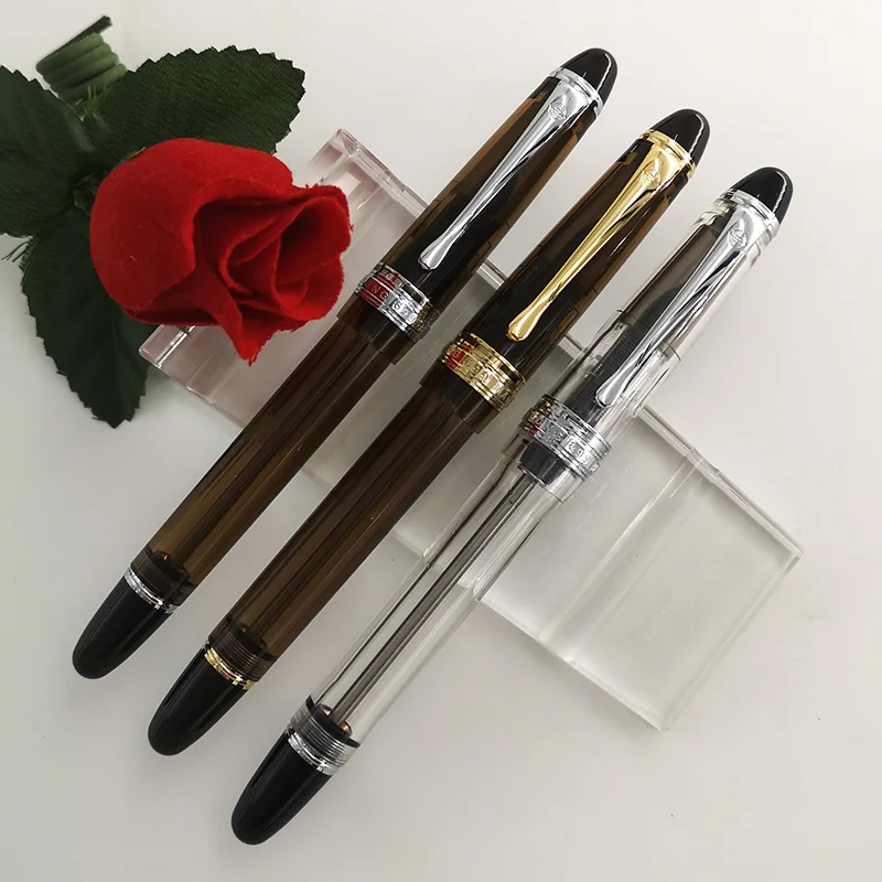 

Yongsheng 699 Vacuum Filling Fountain Pen Acrylic Ink Pen Transparent / Solid Section EF/F/M Nib with Box Business Office Pen