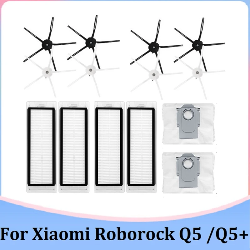 

14PCS Replacement Kit Parts For Xiaomi Roborock Q5 /Q5+ Robot Vacuum Cleaner Side Brush Hepa Filter Dust Bag